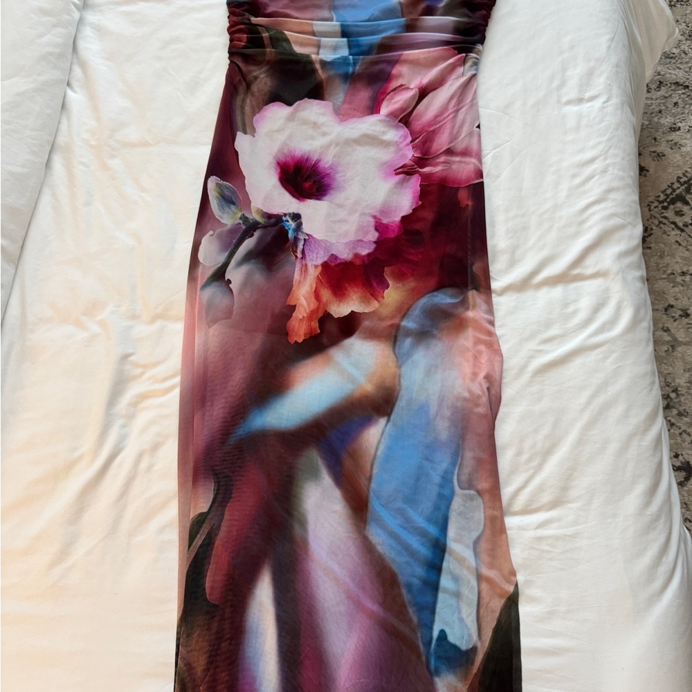 Fashion Nova Blue Red Strapless Bodycon Dress